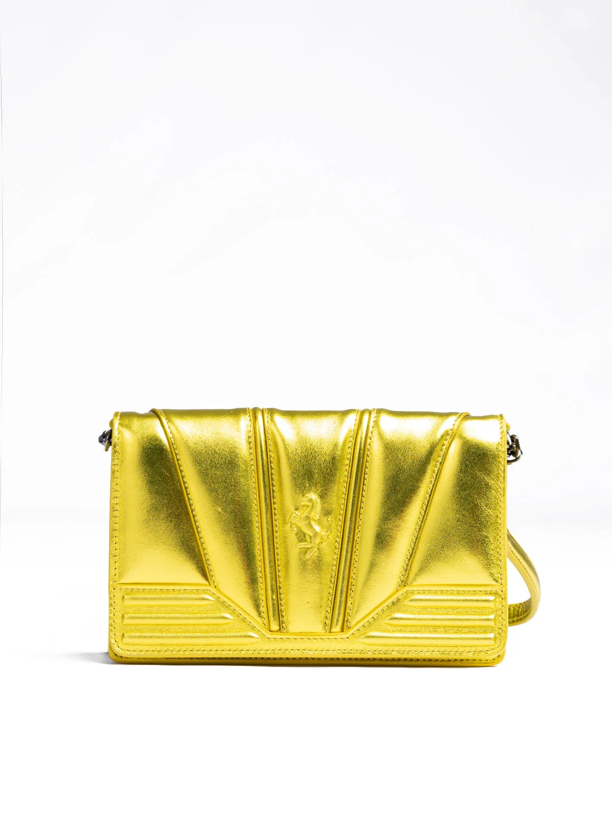 Ferrari Metal Yellow GT patent leather bag with chain - Cross Body Bags