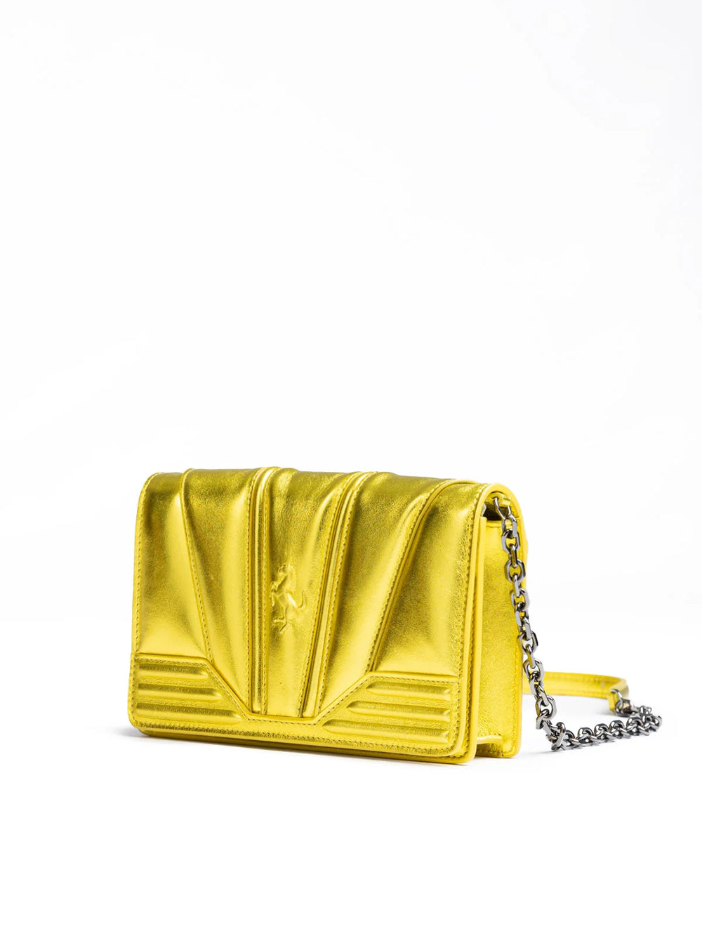 Ferrari Metal Yellow GT patent leather bag with chain - Cross Body Bags