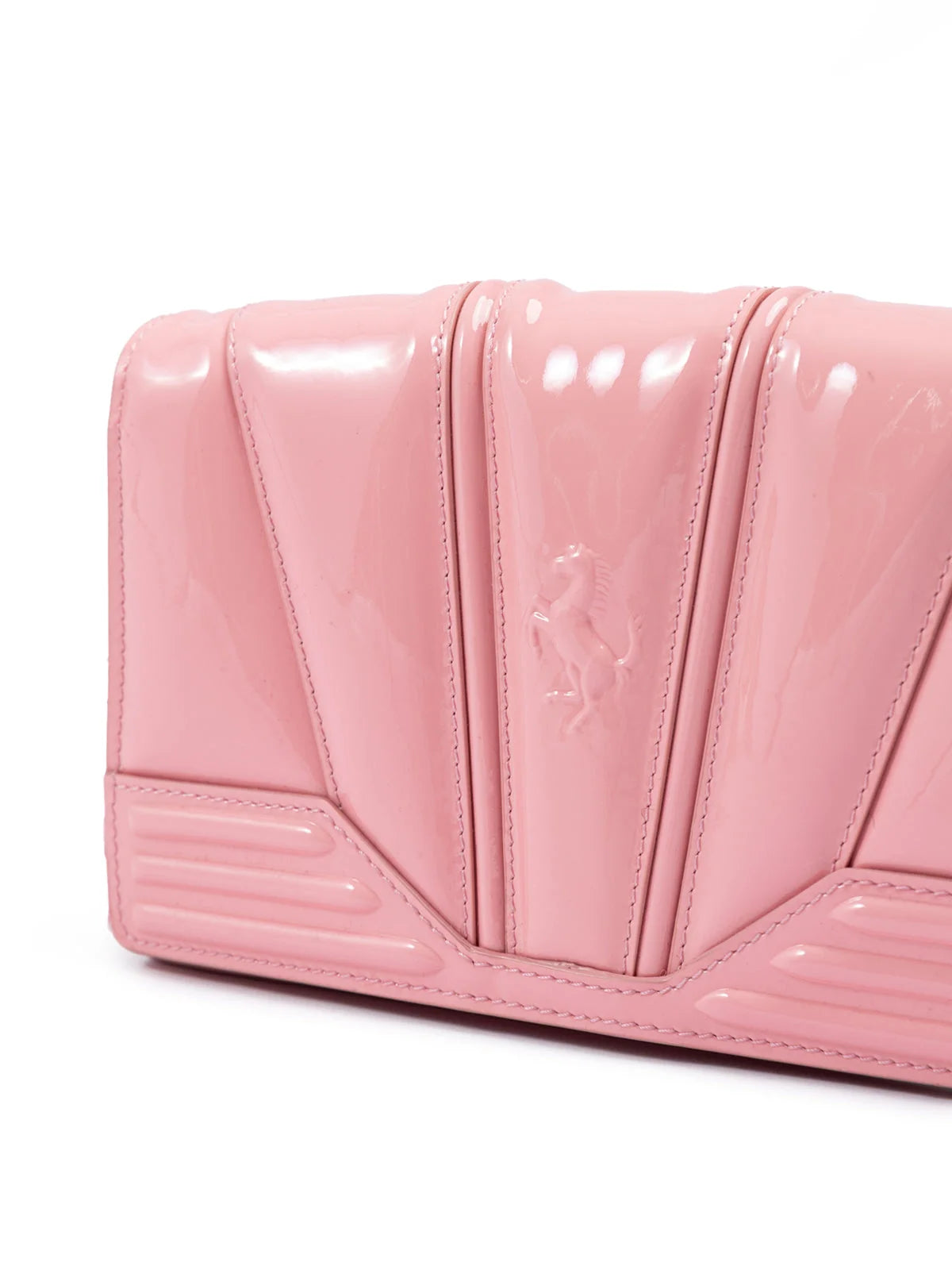 Ferrari Pink GT patent leather bag with chain - Cross Body Bags