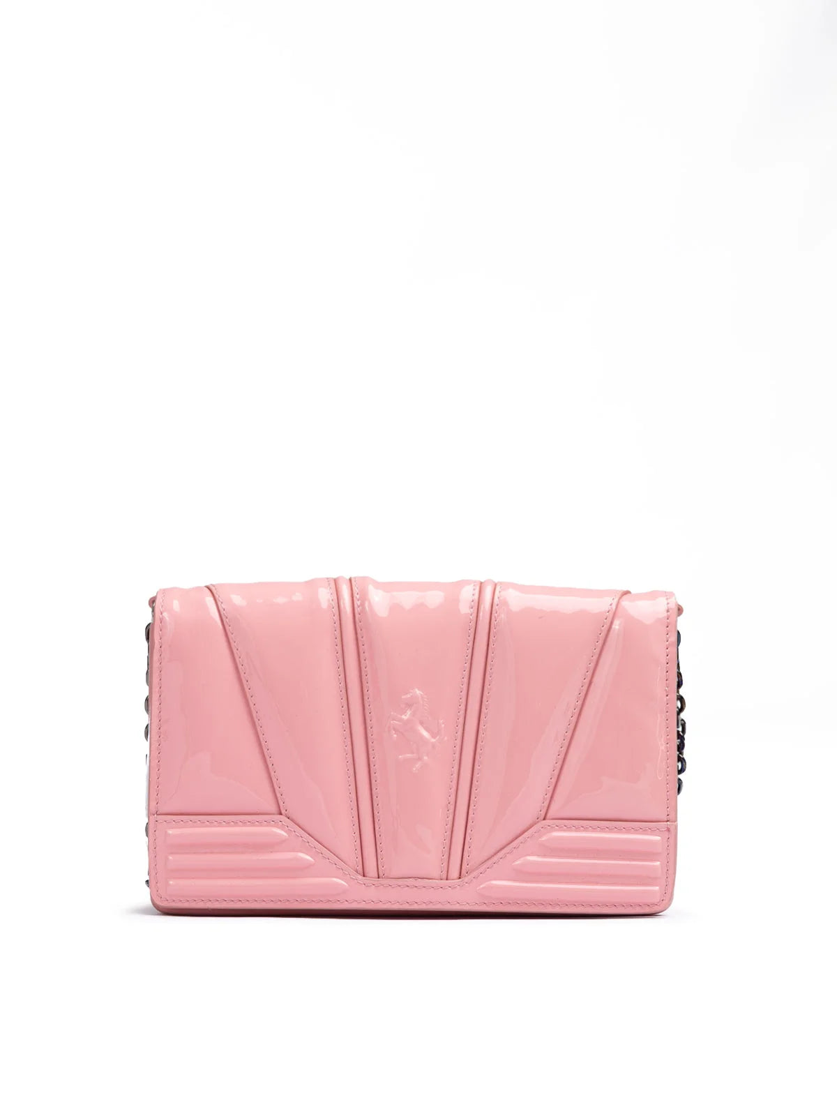 Ferrari Pink GT patent leather bag with chain - Cross Body Bags