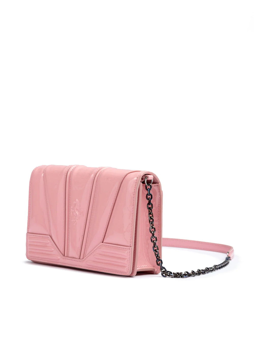 Ferrari Pink GT patent leather bag with chain - Cross Body Bags