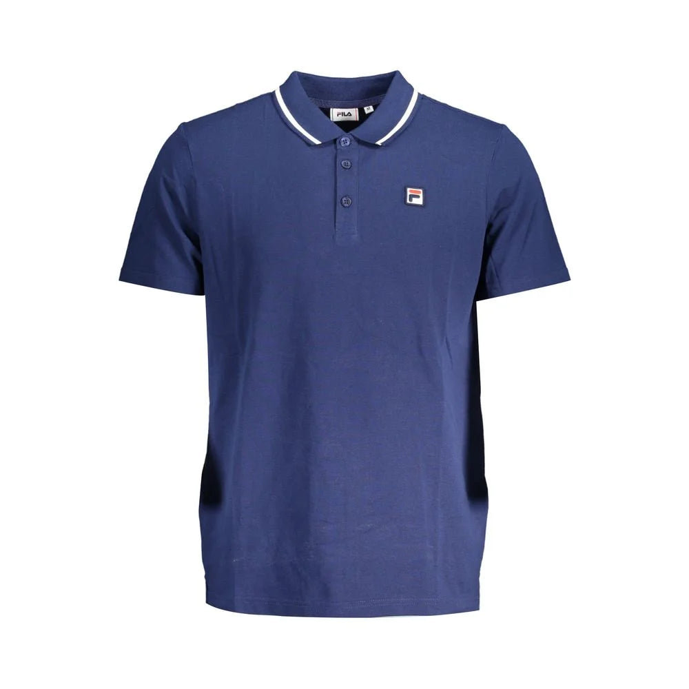Fila Classic Blue Cotton Polo with Contrast Details - S - Polos
