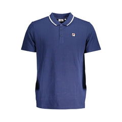 Fila Classic Blue Cotton Polo with Contrast Details - S - Polos