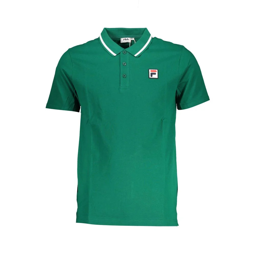 Fila Classic Green Cotton Polo with Contrast Details - S - Polos