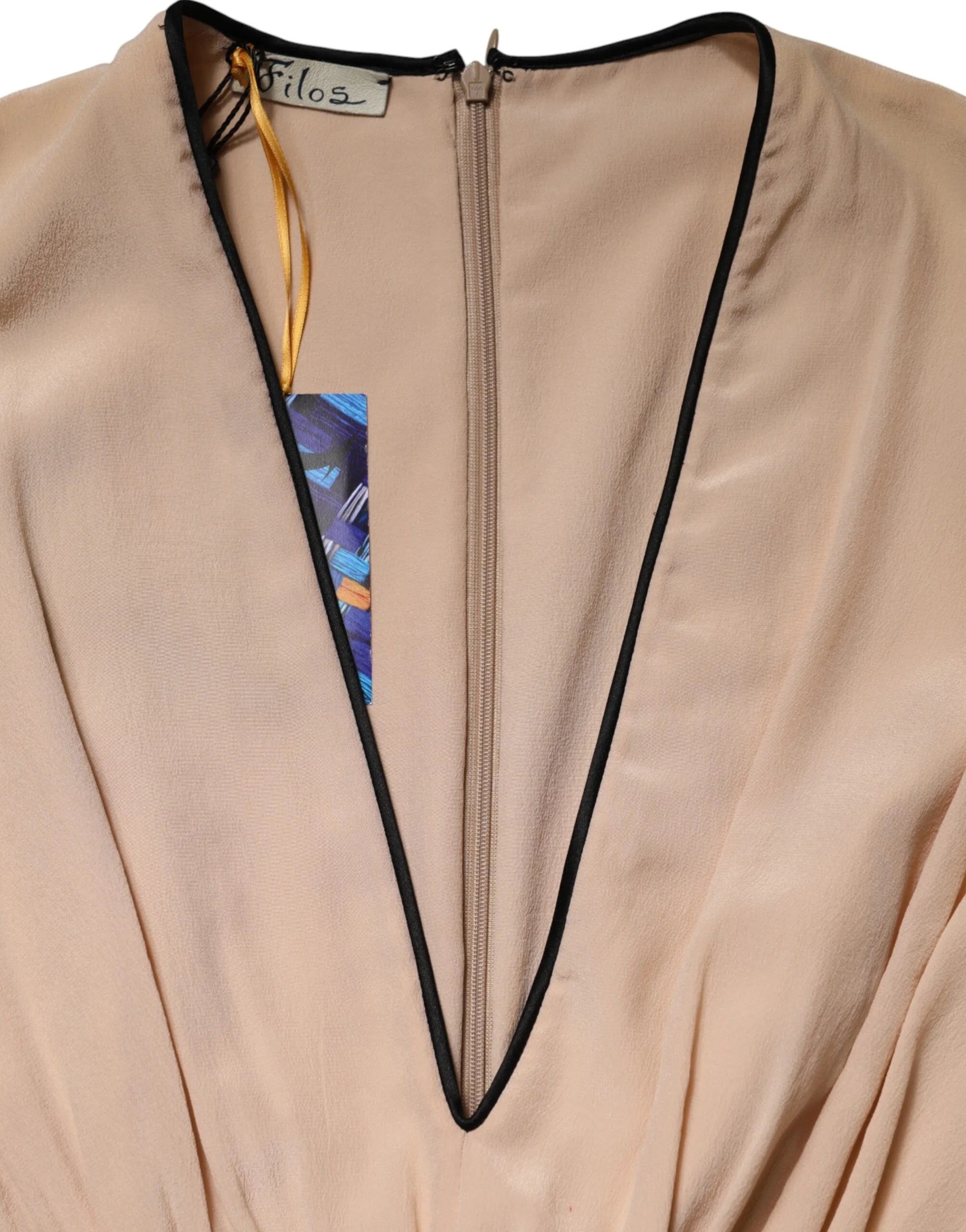 FILOS Multicolor Silk Deep V-neck Sleeveless Knee Length Dress - IT40|S