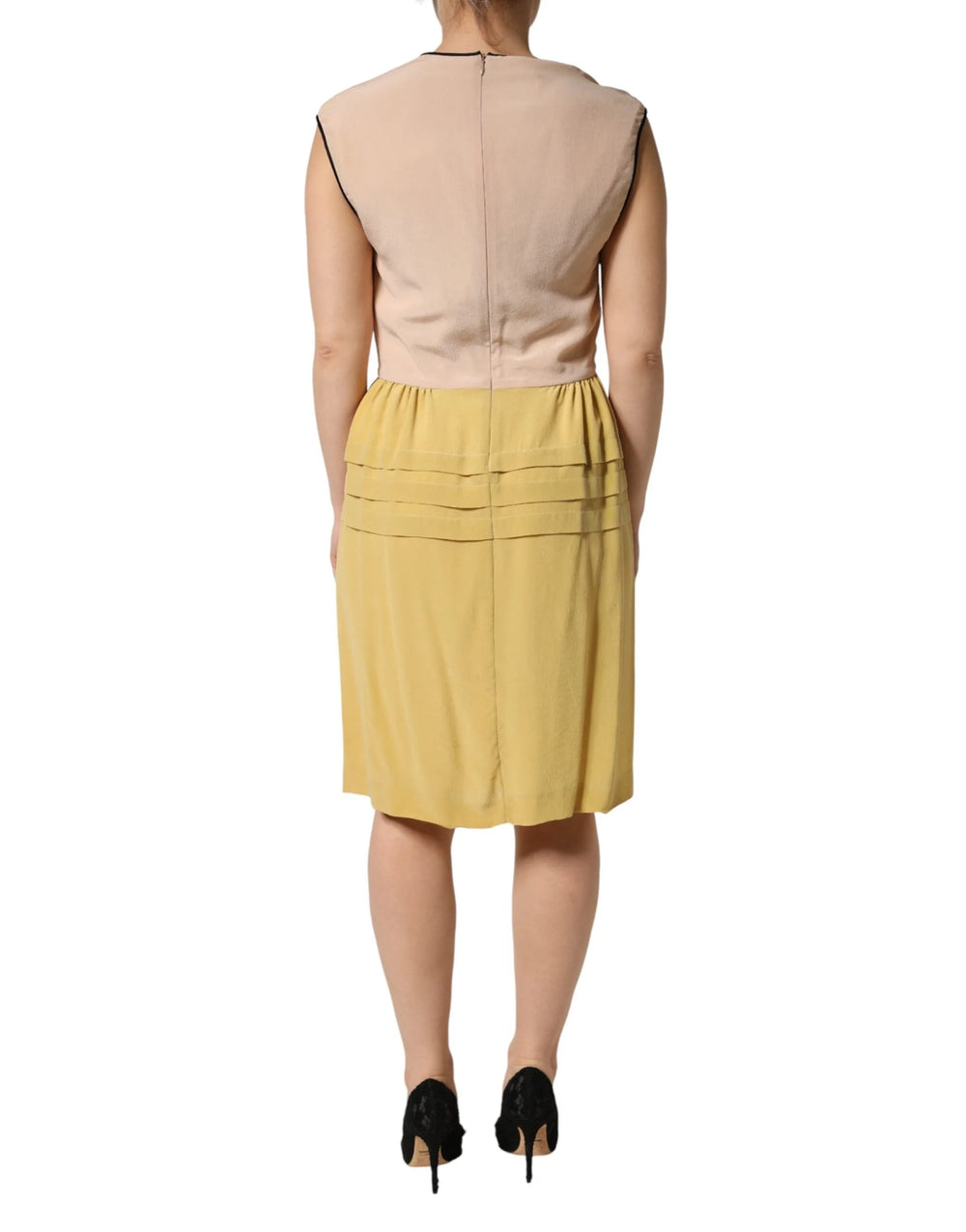 FILOS Multicolor Silk Deep V-neck Sleeveless Knee Length Dress - IT40|S