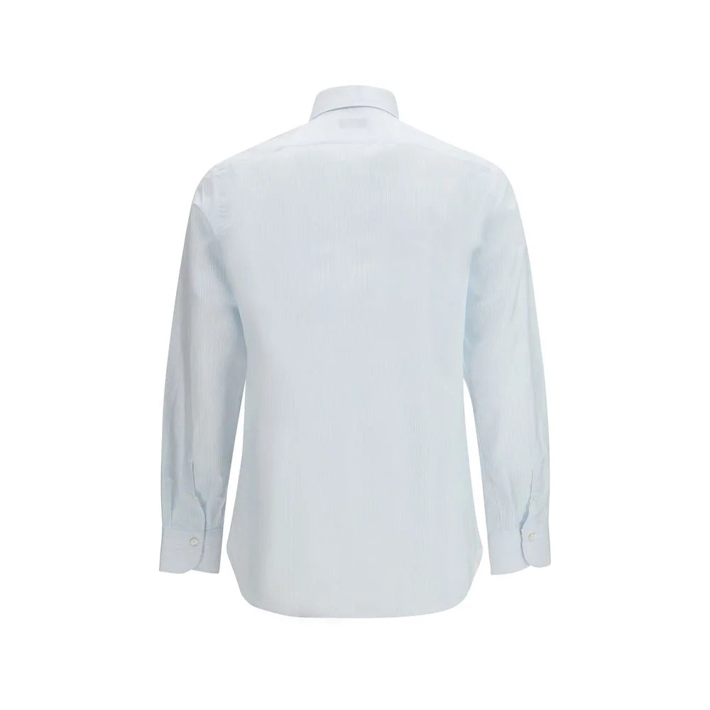 Finamore Blue Cotton Pattern Shirt