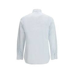 Finamore Blue Cotton Pattern Shirt