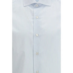 Finamore Blue Cotton Pattern Shirt