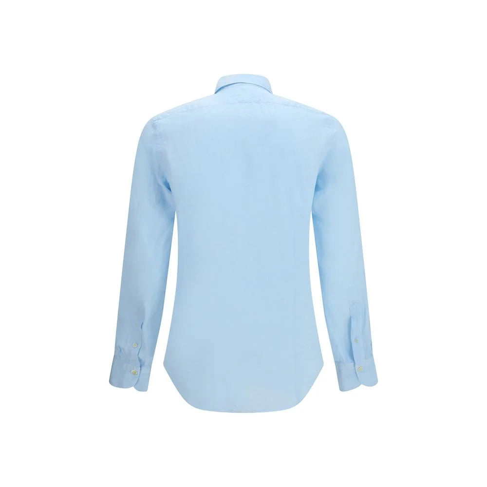 Finamore Blue Linen Longsleeve Shirt - 42