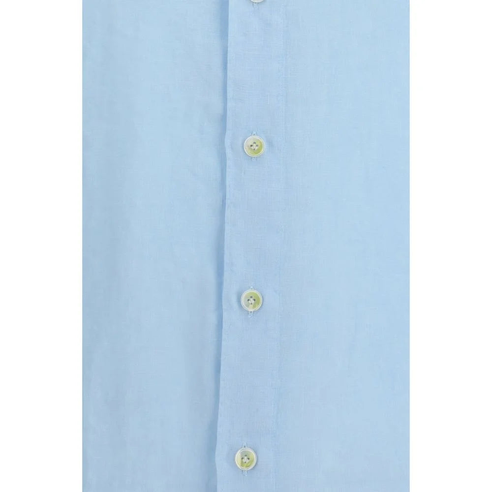 Finamore Blue Linen Longsleeve Shirt - 42
