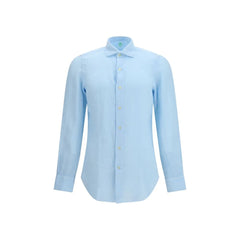 Finamore Blue Linen Longsleeve Shirt - 42