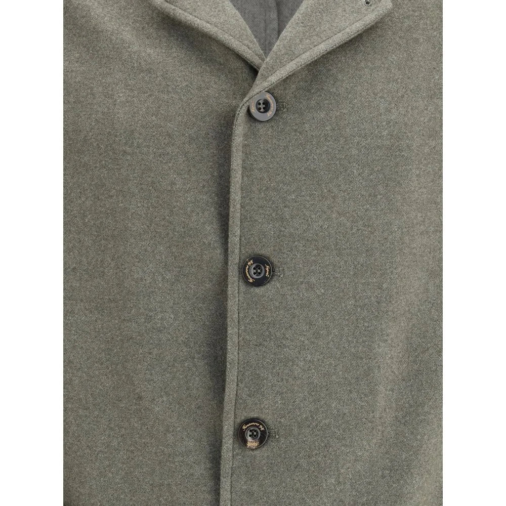 Finamore Green Fleece Wool Coat