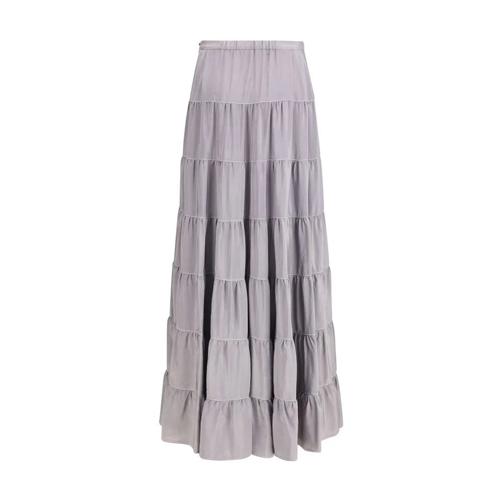 Forte_Forte Gray Silk Long Skirt - I/S - Skirts