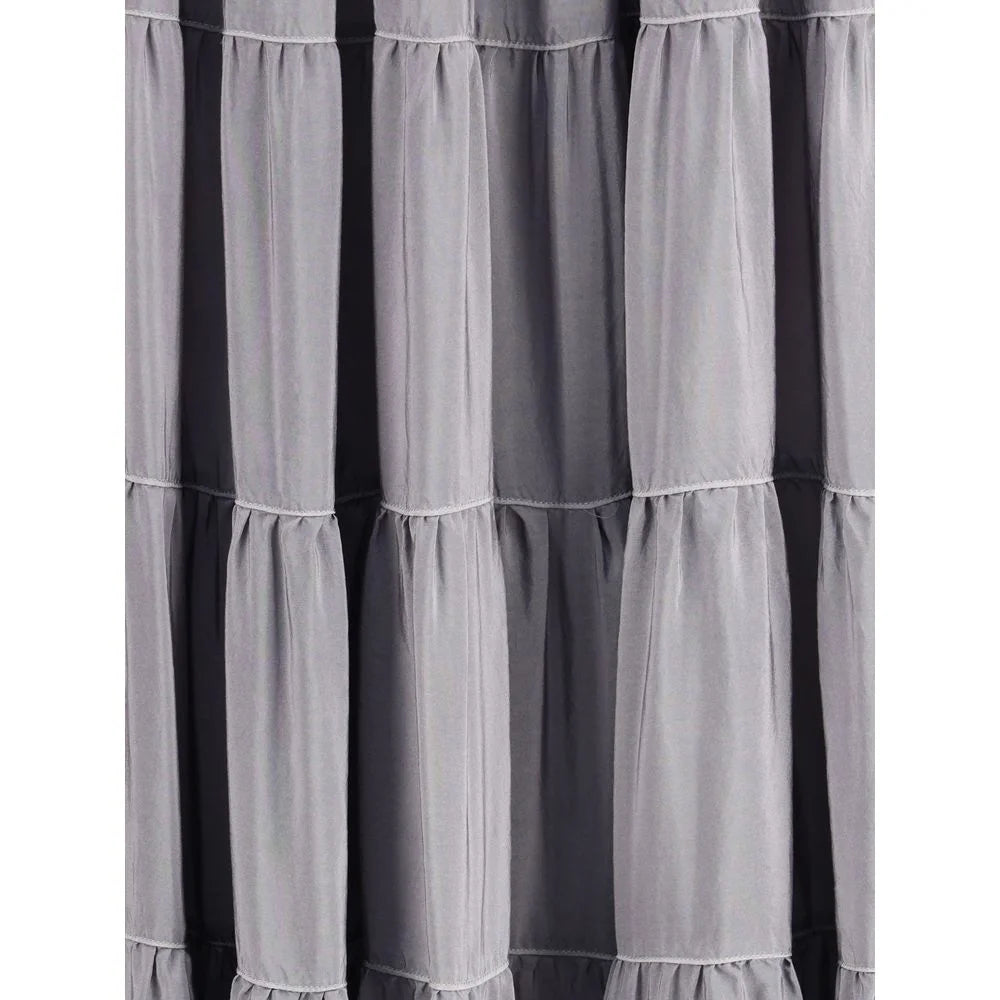 Forte_Forte Gray Silk Long Skirt - I/S - Skirts