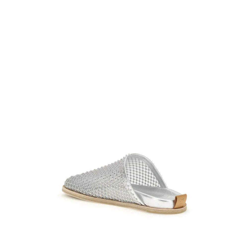 Forte_Forte Silver Calf Leather Bos Taurus Mules