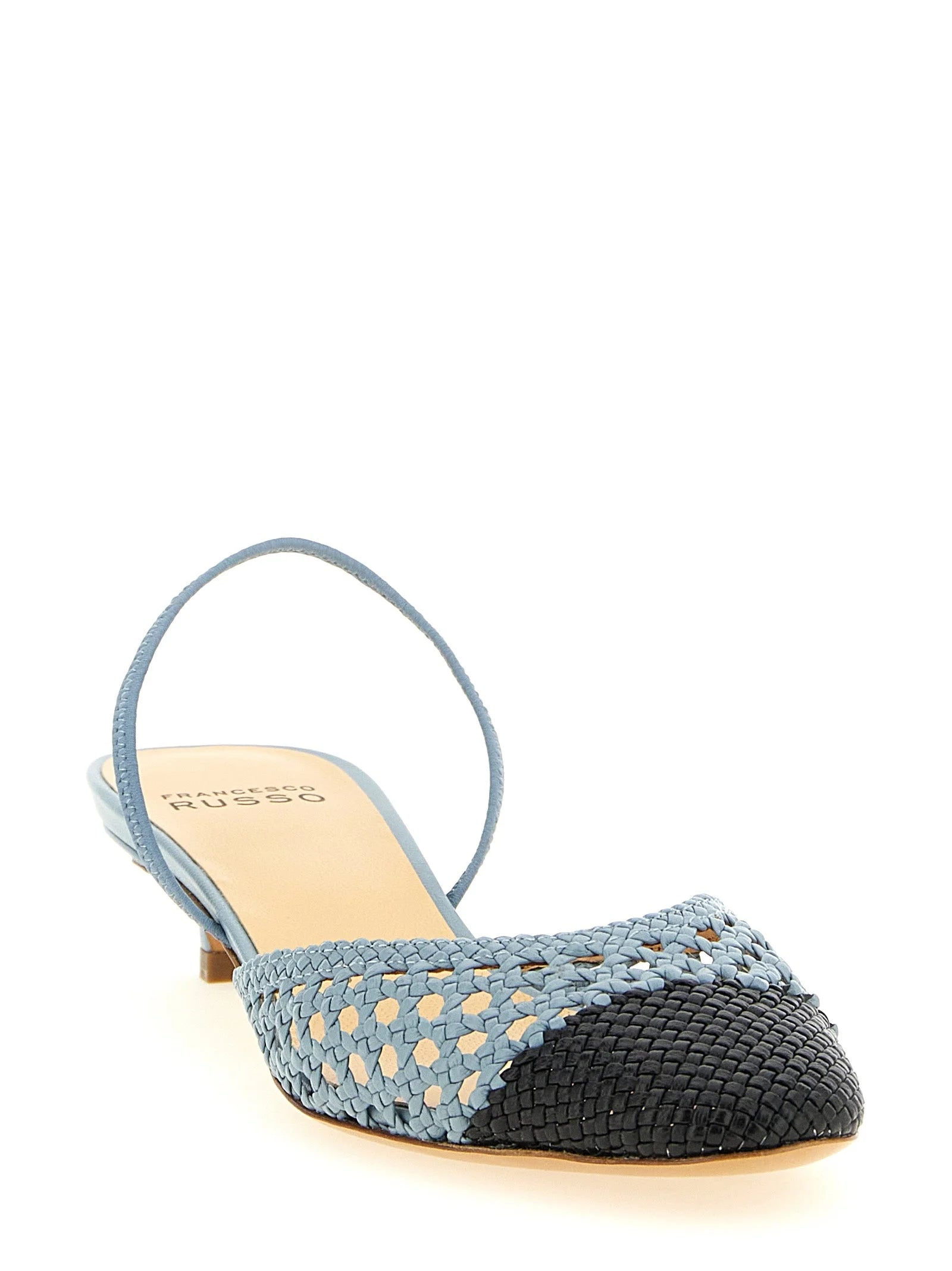 Francesco Russo Blue Goatskin Mid Heel Pumps - EU40/US10