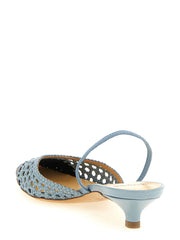 Francesco Russo Blue Goatskin Mid Heel Pumps - EU40/US10