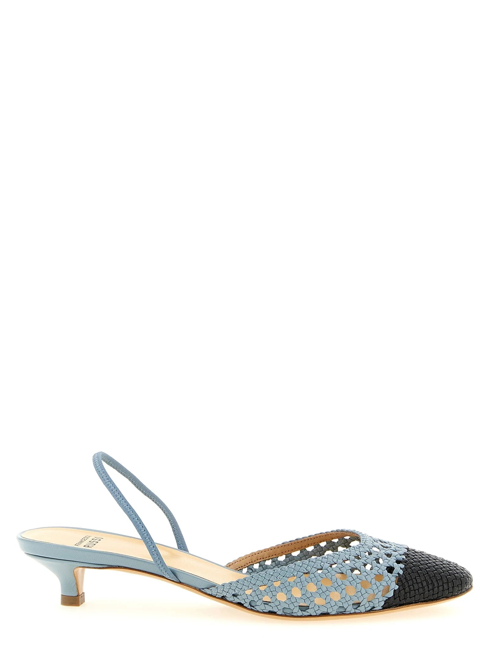 Francesco Russo Blue Goatskin Mid Heel Pumps - EU40/US10