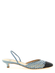 Francesco Russo Blue Goatskin Mid Heel Pumps - EU40/US10