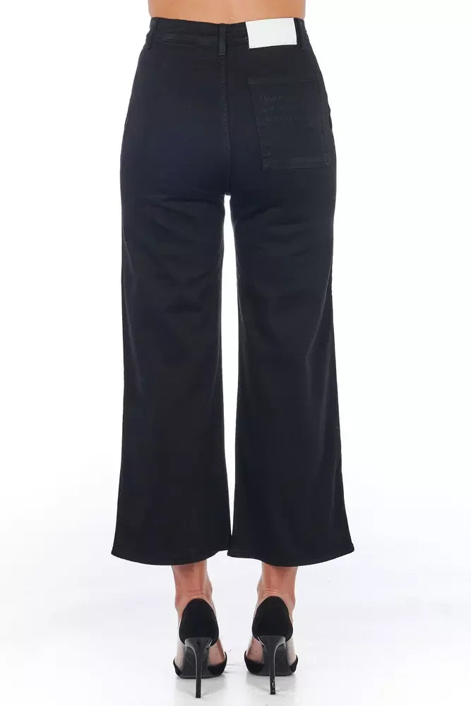 Frankie Morello Black Cotton Women Cropped Trouser - IT40|S - Trousers