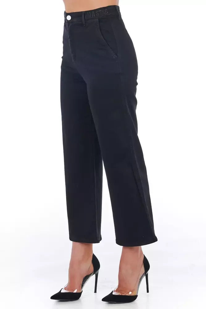 Frankie Morello Black Cotton Women Cropped Trouser - IT40|S - Trousers