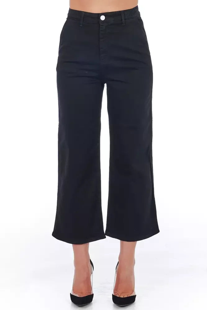 Frankie Morello Black Cotton Women Cropped Trouser - IT40|S - Trousers