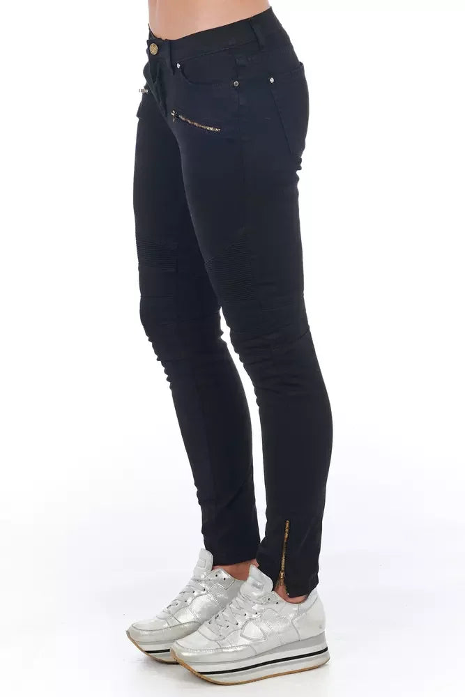 Frankie Morello Black Cotton Women Jeans - Jeans