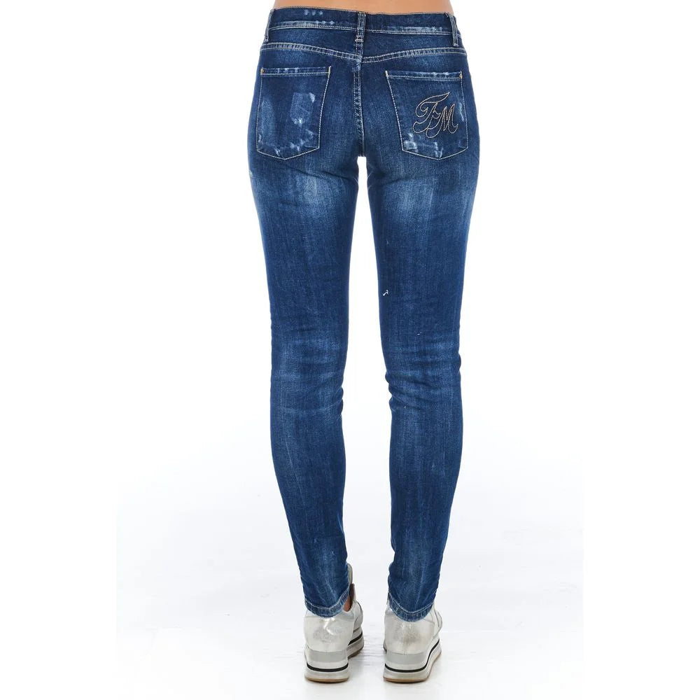 Frankie Morello Blue Cotton Women Jeans - Jeans