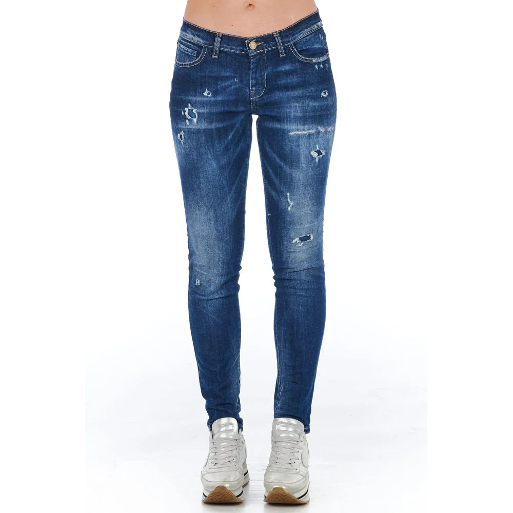 Frankie Morello Blue Cotton Women Jeans - Jeans