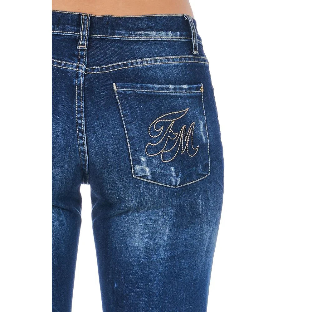 Frankie Morello Blue Cotton Women Jeans - Jeans