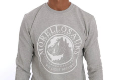 Frankie Morello Gray Cotton Crewneck Pullover Sweater - S - Sweaters