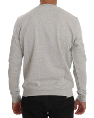 Frankie Morello Gray Cotton Crewneck Pullover Sweater - S - Sweaters