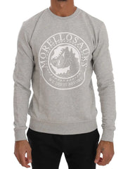 Frankie Morello Gray Cotton Crewneck Pullover Sweater - S - Sweaters