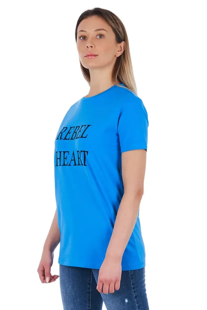 Frankie Morello Light Blue Cotton Women Top - XS - T-Shirts