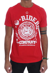 Frankie Morello Red Cotton RIDERS Crewneck T-Shirt - T-Shirts