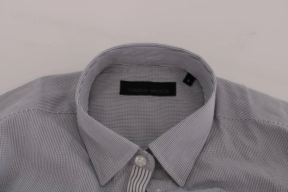 Frankie Morello White Blue Check Casual Cotton Regular Fit Shirt - Shirts