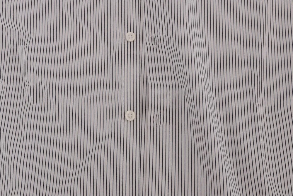 Frankie Morello White Blue Striped Casual Cotton Regular Fit Shirt - Shirts