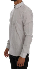 Frankie Morello White Blue Striped Casual Cotton Regular Fit Shirt - Shirts