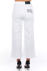 Frankie Morello White Cotton Women Cropped Trouser - Trousers