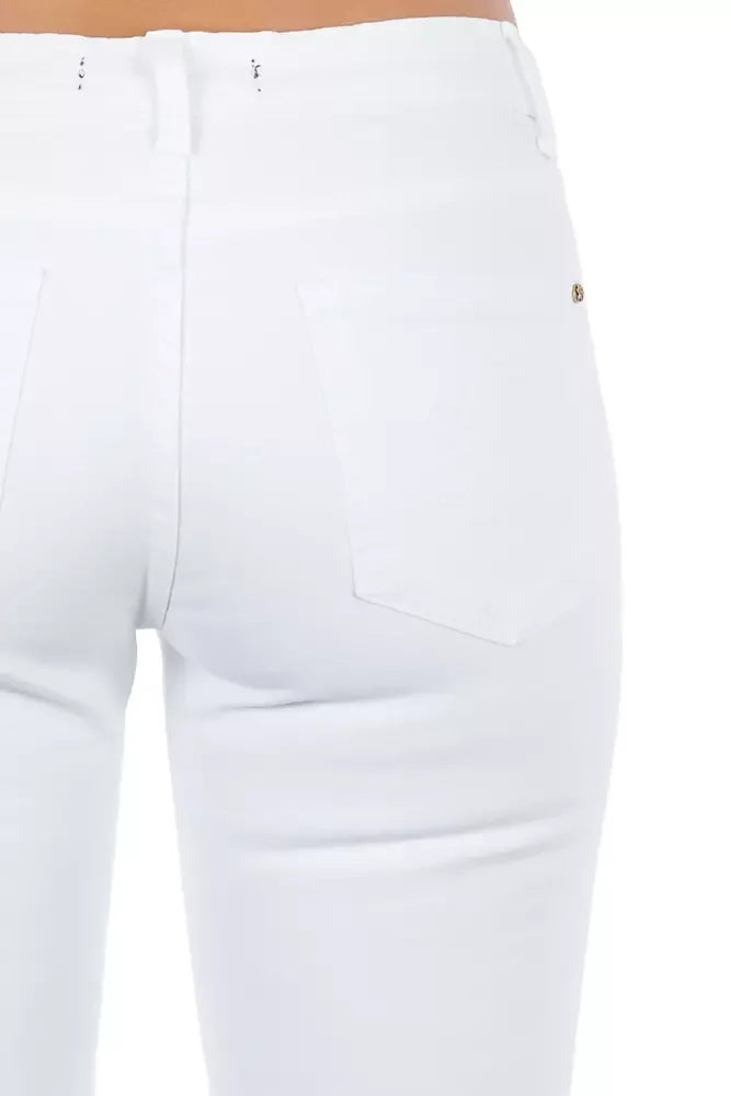 Frankie Morello White Cotton Women Jeans - Jeans