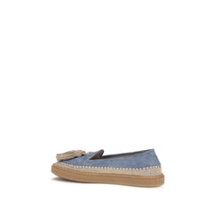 Achterkant van de Fratelli Rossetti slip-on loafers in blauw kalfsleer, toont de gestructureerde hiel en gladde afwerking.