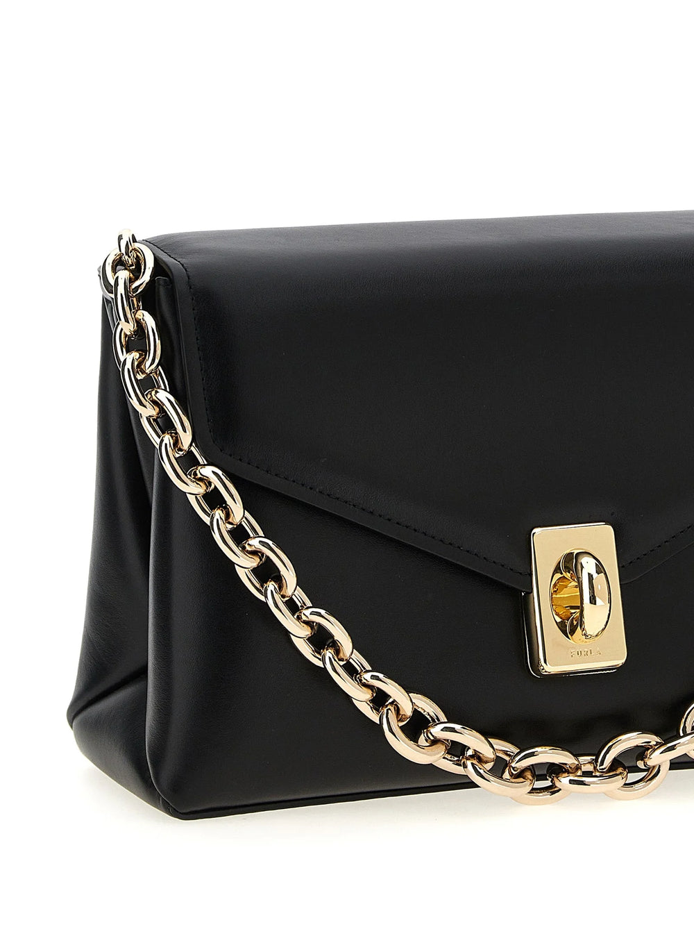 Černá kožená kabelka Furla přes rameno