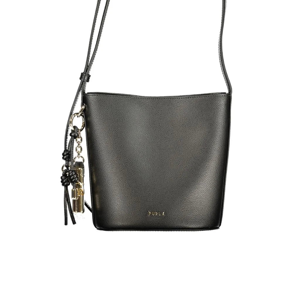 Furla Nero Leather Women Bucket Bag