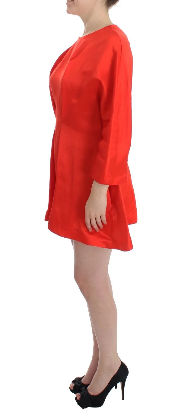 Fyodor Golan Red Mini Linen 3/4 Sleeve Sheath Dress - Dresses