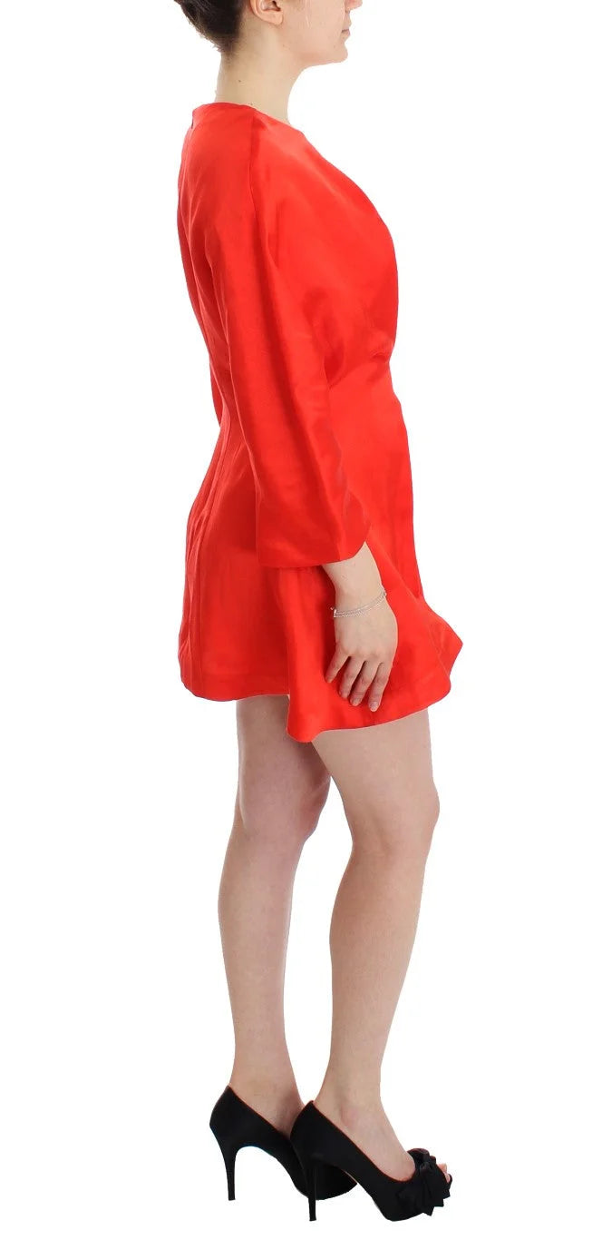 Fyodor Golan Red Mini Linen 3/4 Sleeve Sheath Dress - Dresses