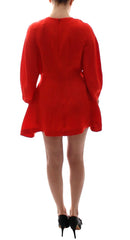 Fyodor Golan Red Mini Linen 3/4 Sleeve Sheath Dress - Dresses
