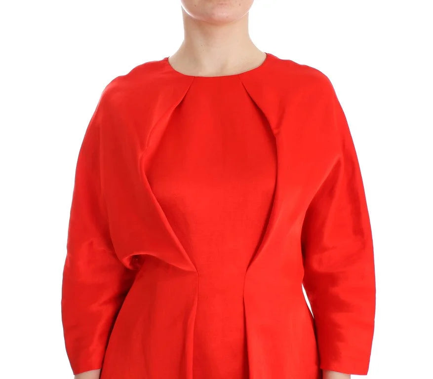 Fyodor Golan Red Mini Linen 3/4 Sleeve Sheath Dress - Dresses