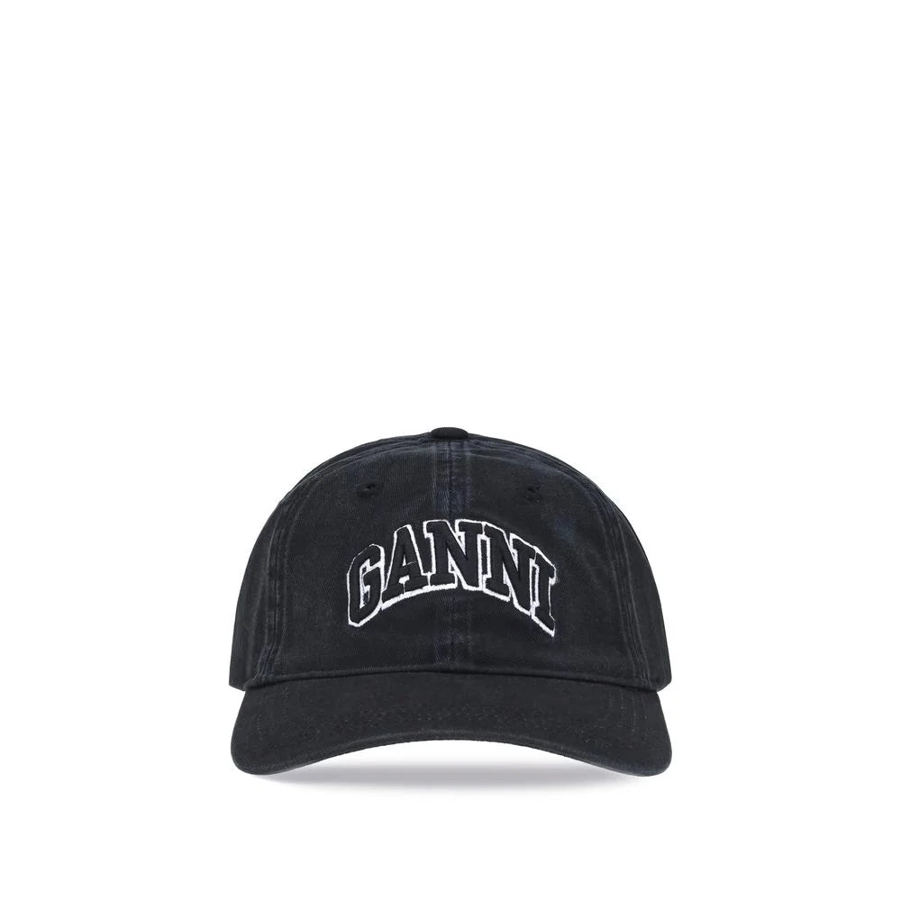 Ganni Black Cotton Cap (Baseball Hat) - UNI