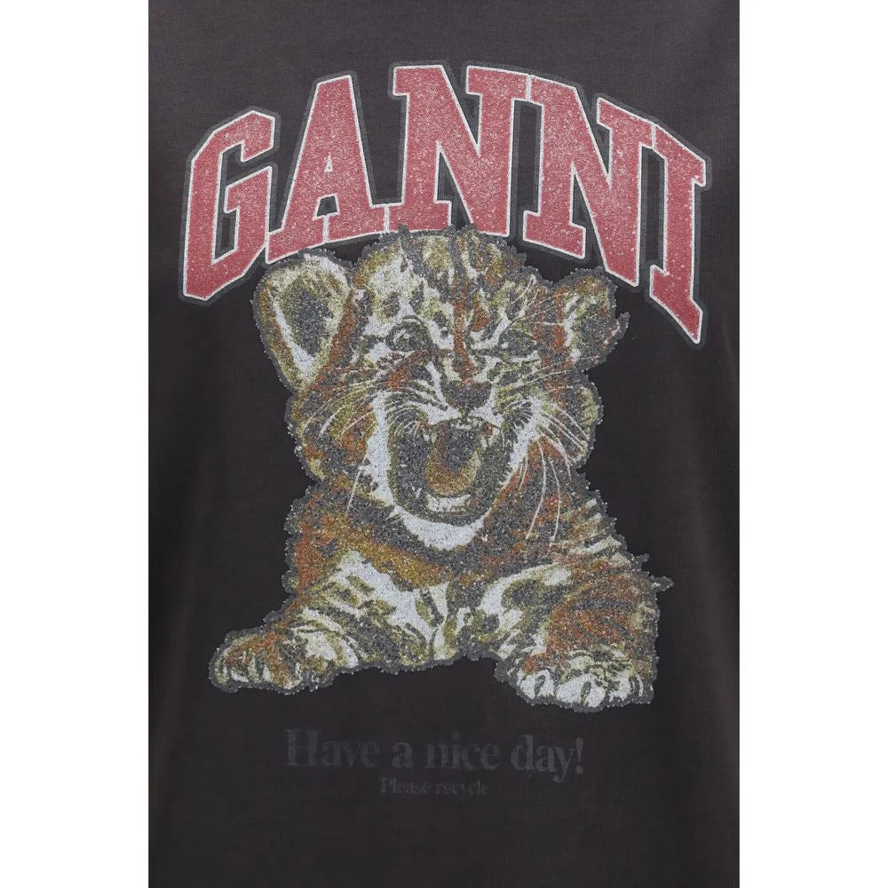 Ganni Black Cotton Sweatshirt